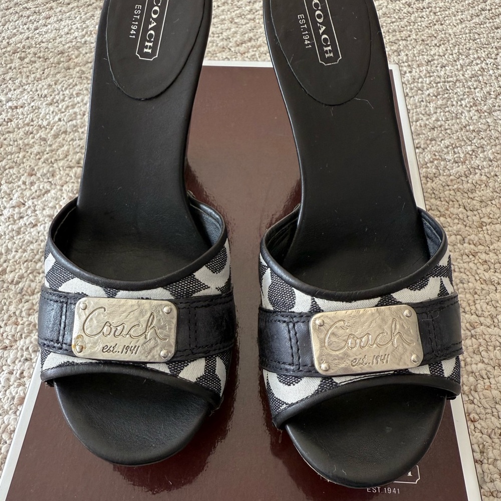 Coach Black and Gray Women's Slide Sandals